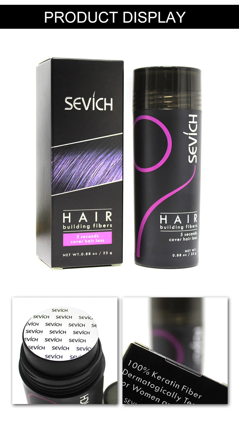 Sevich Hair Building Fibers 25g – Hair Thickening & Bald Spot Concealer