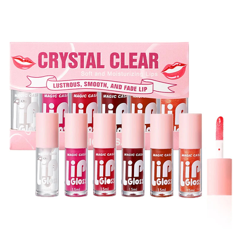 MAGIC CASA Jelly Lip Oil Set – 6pcs Hydrating & Plumping Gloss