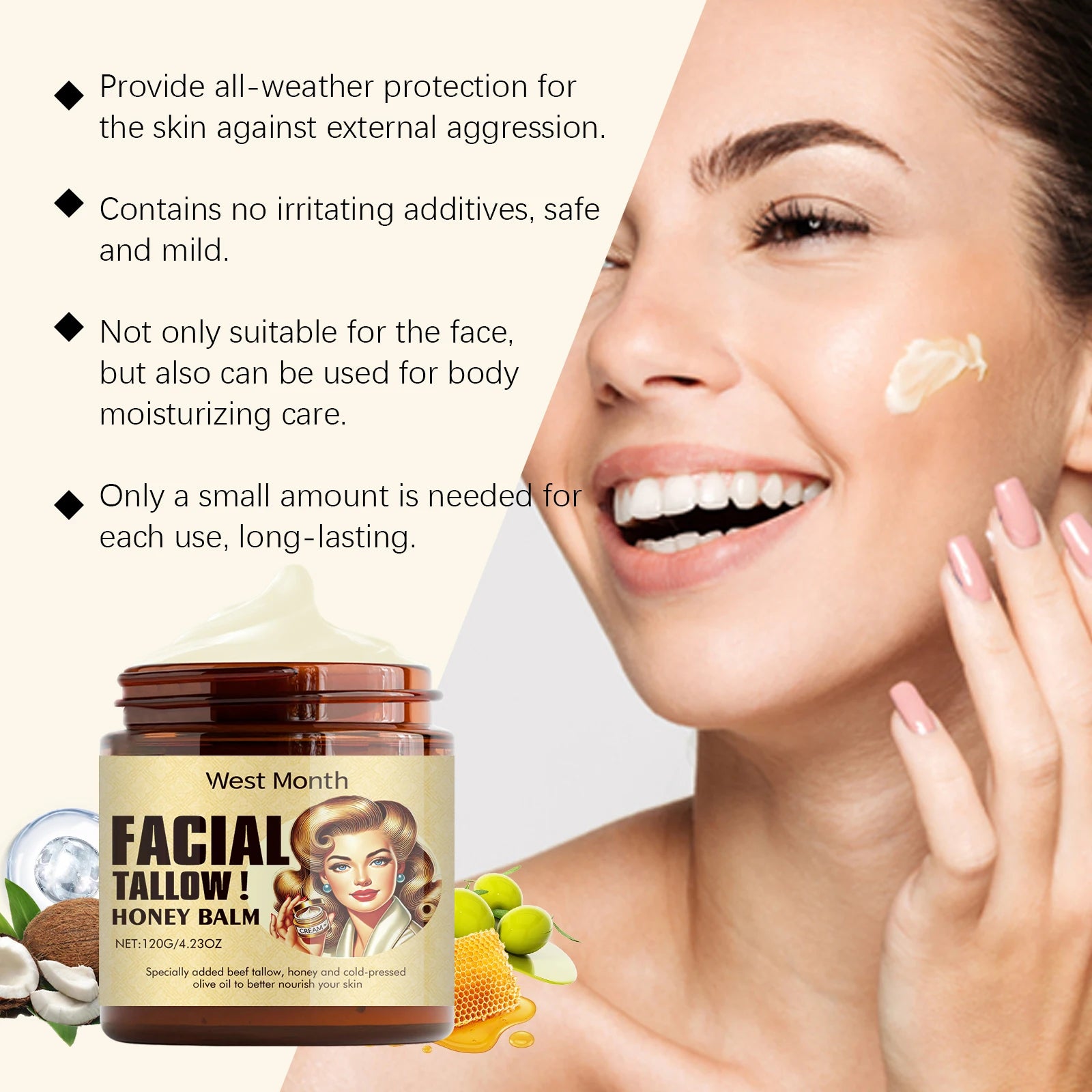 Beef Tallow Face Cream – Moisturizing & Firming Skincare