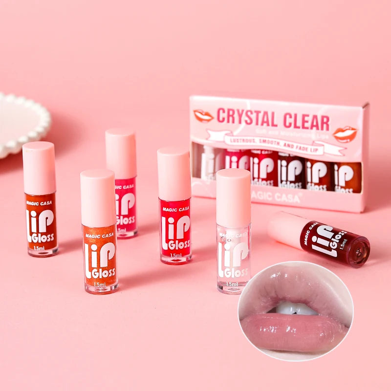 MAGIC CASA Jelly Lip Oil Set – 6pcs Hydrating & Plumping Gloss