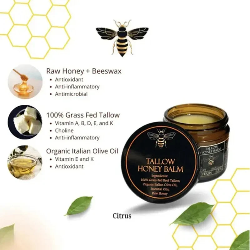 Organic Beef Tallow Balm – Honey Moisturizing Cream