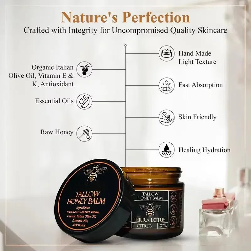 Organic Beef Tallow Balm – Honey Moisturizing Cream