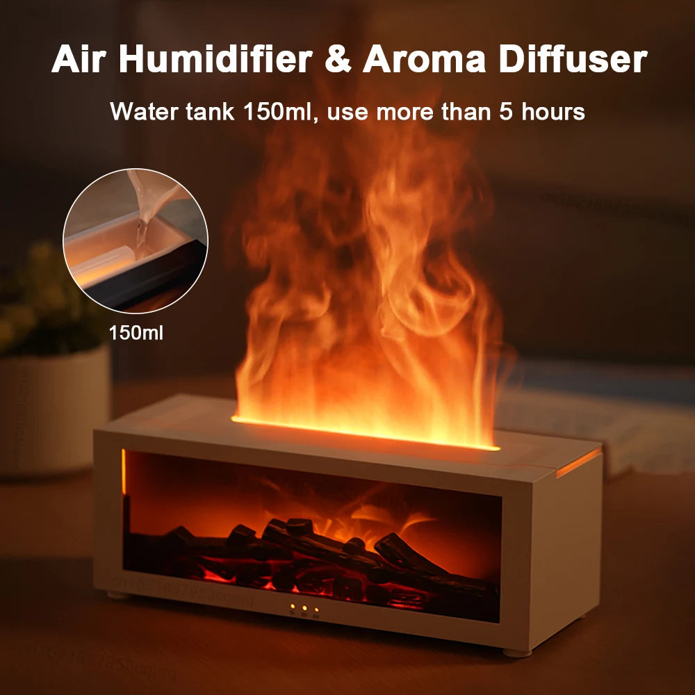 Air Aroma Humidifier – LED Flame Diffuser with Remote Control