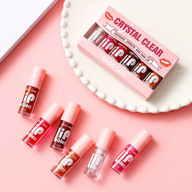 MAGIC CASA Jelly Lip Oil Set – 6pcs Hydrating & Plumping Gloss