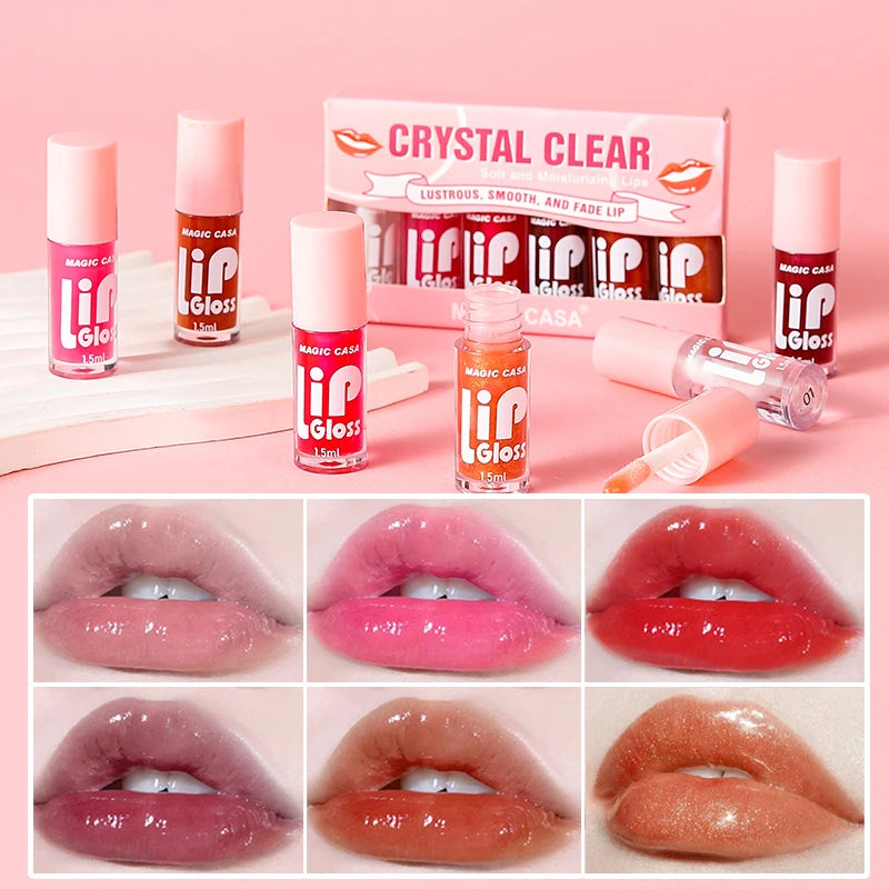 MAGIC CASA Jelly Lip Oil Set – 6pcs Hydrating & Plumping Gloss