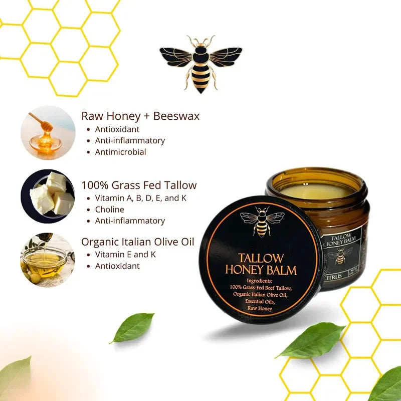 Organic Beef Tallow Balm – Honey Moisturizing Cream