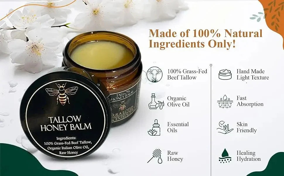 Organic Beef Tallow Balm – Honey Moisturizing Cream
