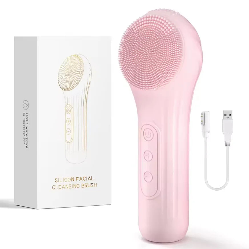 Electric Silicone Face Brush – Heated, Waterproof & 5-Speed