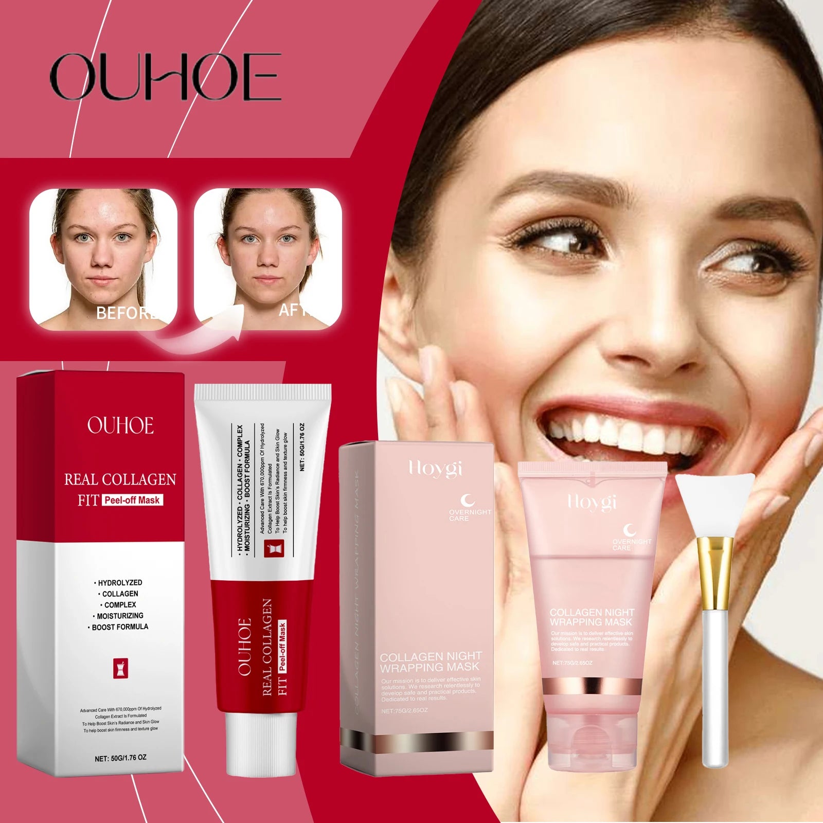 Ouhoe Collagen Peel-Off Mask – Anti-Wrinkle & Hydrating