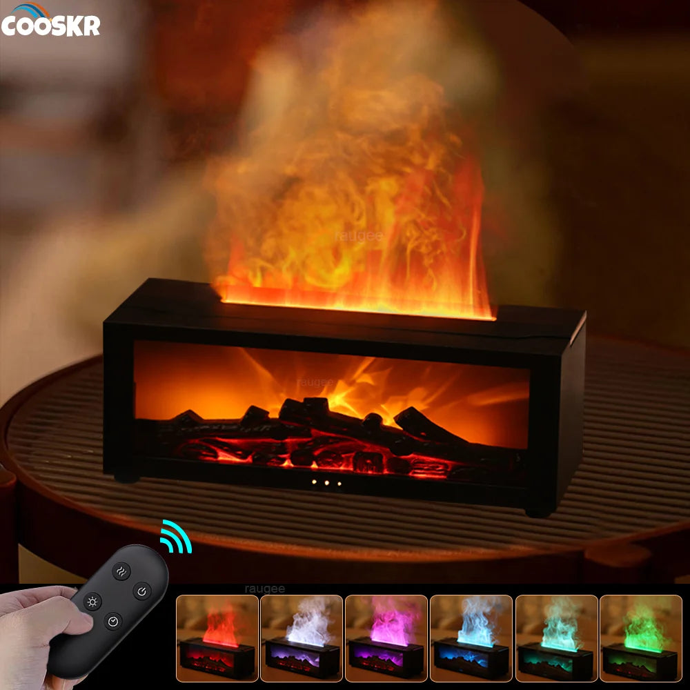Air Aroma Humidifier – LED Flame Diffuser with Remote Control
