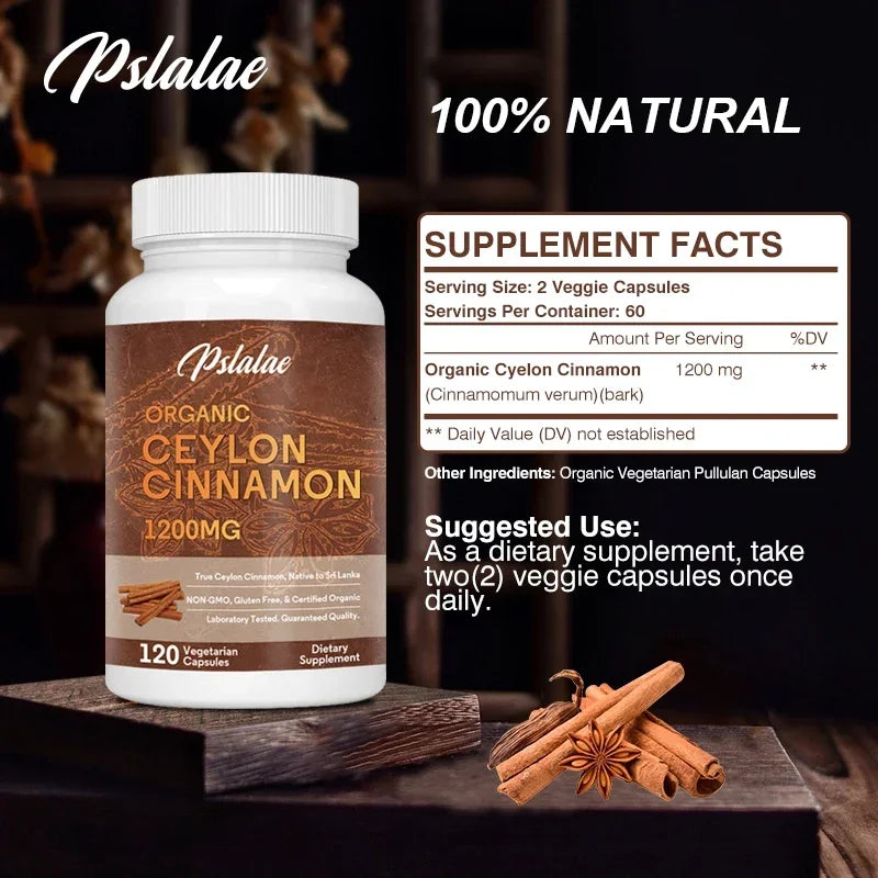 Organic Ceylon Cinnamon Capsules – 1200mg Antioxidant Support