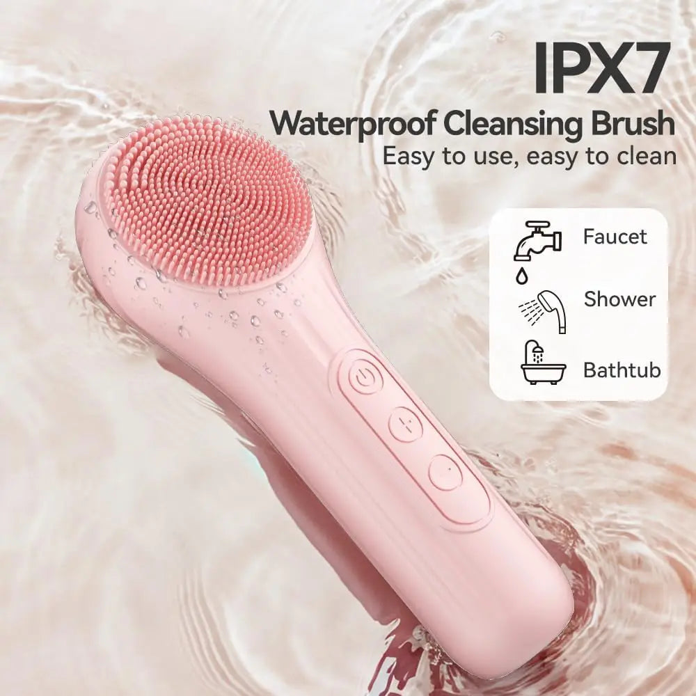Electric Silicone Face Brush – Heated, Waterproof & 5-Speed