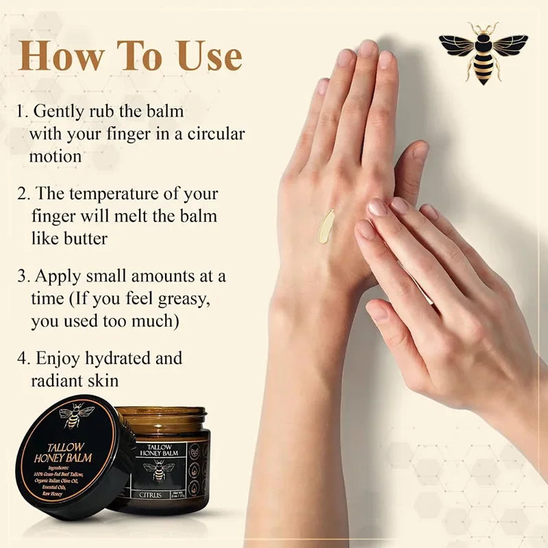 Organic Beef Tallow Balm – Honey Moisturizing Cream